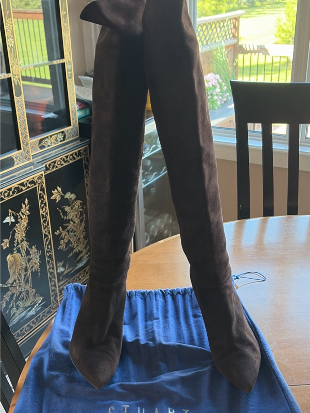 Stuart Weitzman Womens Brown Suede Over-the-Knee Jeans